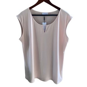 CALVIN KLEIN Blush Pink Knit Shell Top XL NWT
